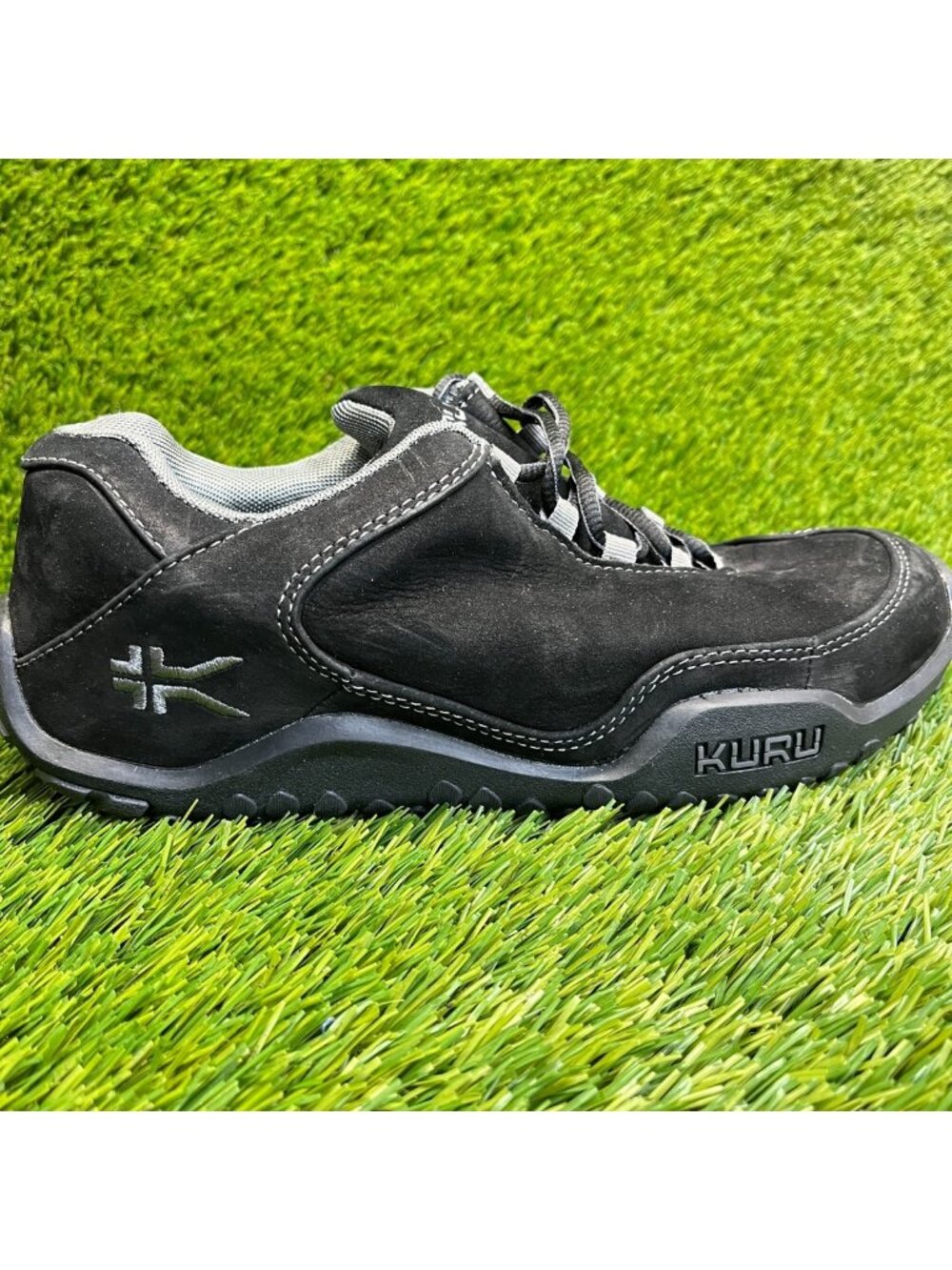 Kuru Chicane Mens Size 7.5 Black Gray Athletic Leather Walking Shoes Sneakers‎